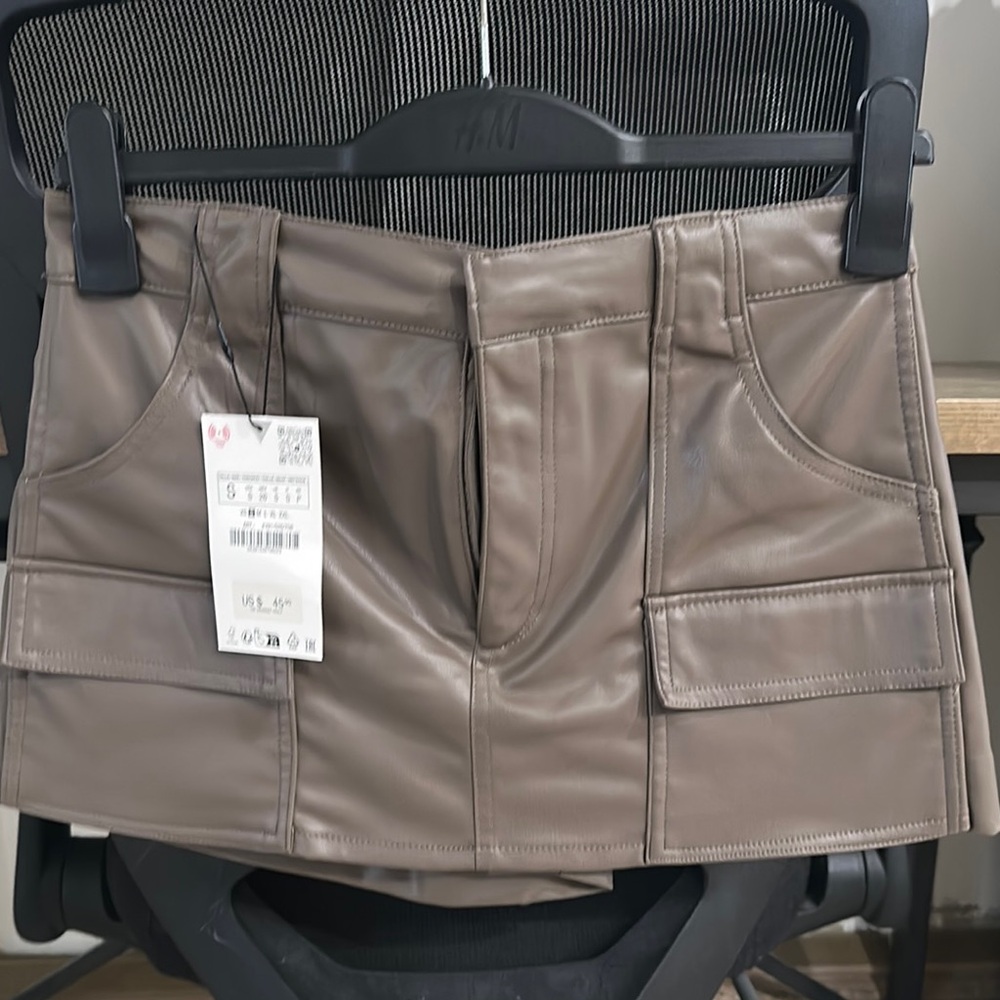Brown Faux Leather Mini Skirt
